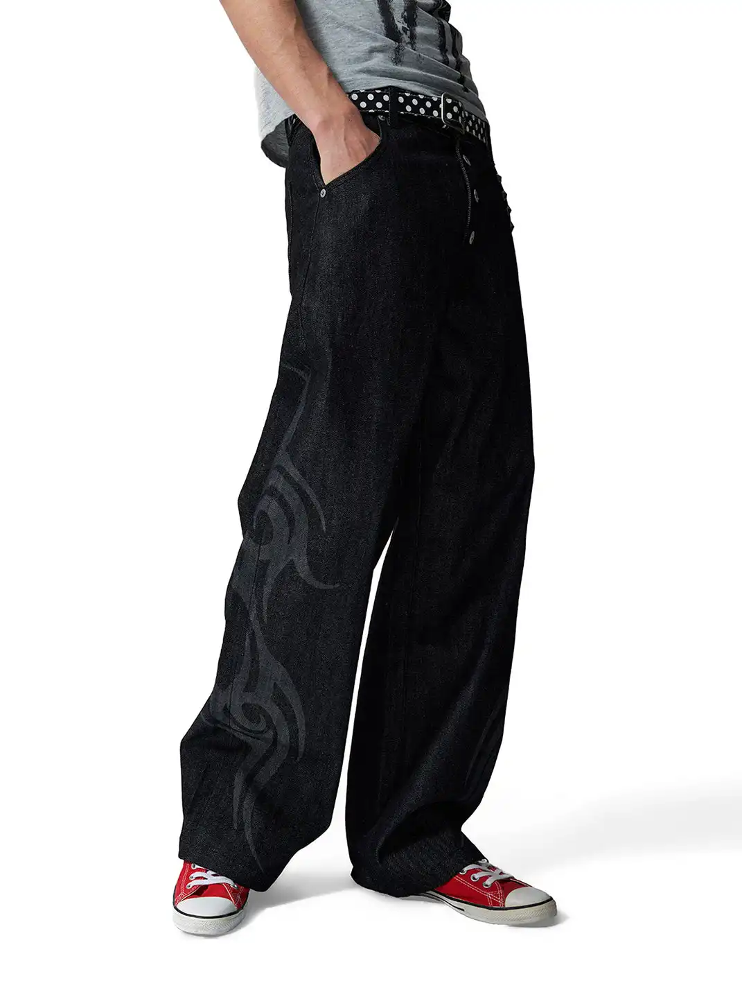 NumbAsia | Burnout Button Placket Rivet Jeans
