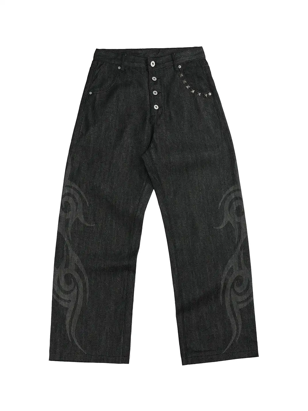 NumbAsia | Burnout Button Placket Rivet Jeans