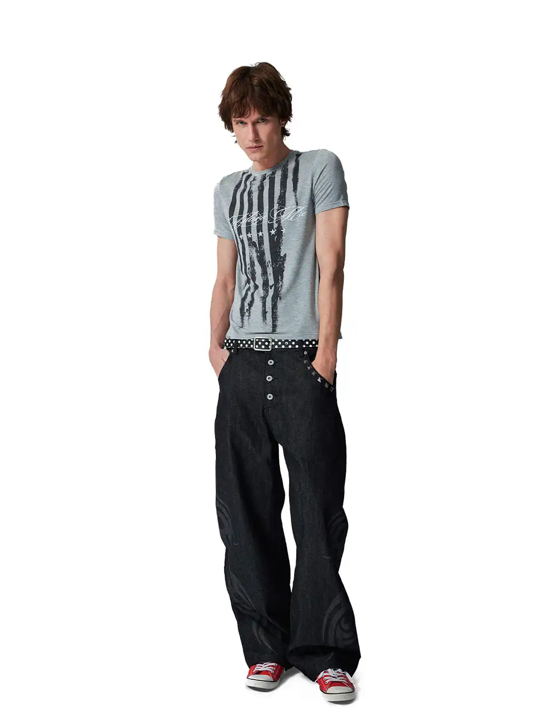 NumbAsia | Burnout Button Placket Rivet Jeans