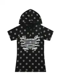 NumbAsia | Polka Dot Silver Foil Printed Hooded Short Sleeve T-Shirt