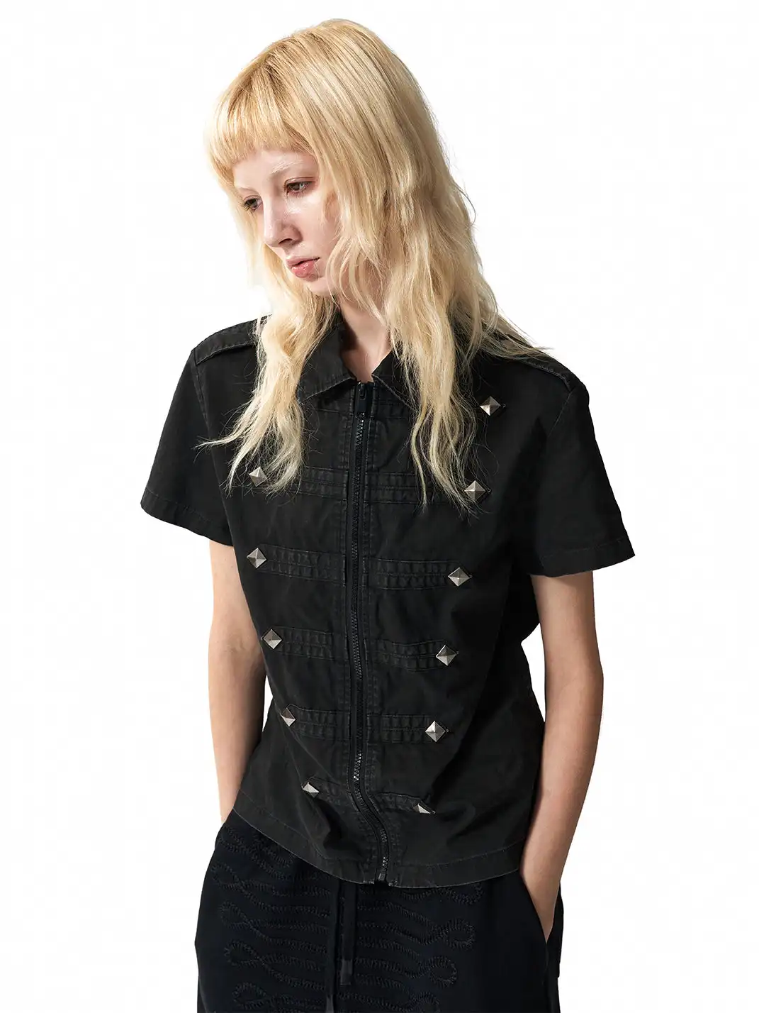 NumbAsia | Rivet Epaulet Short Sleeve Shirt
