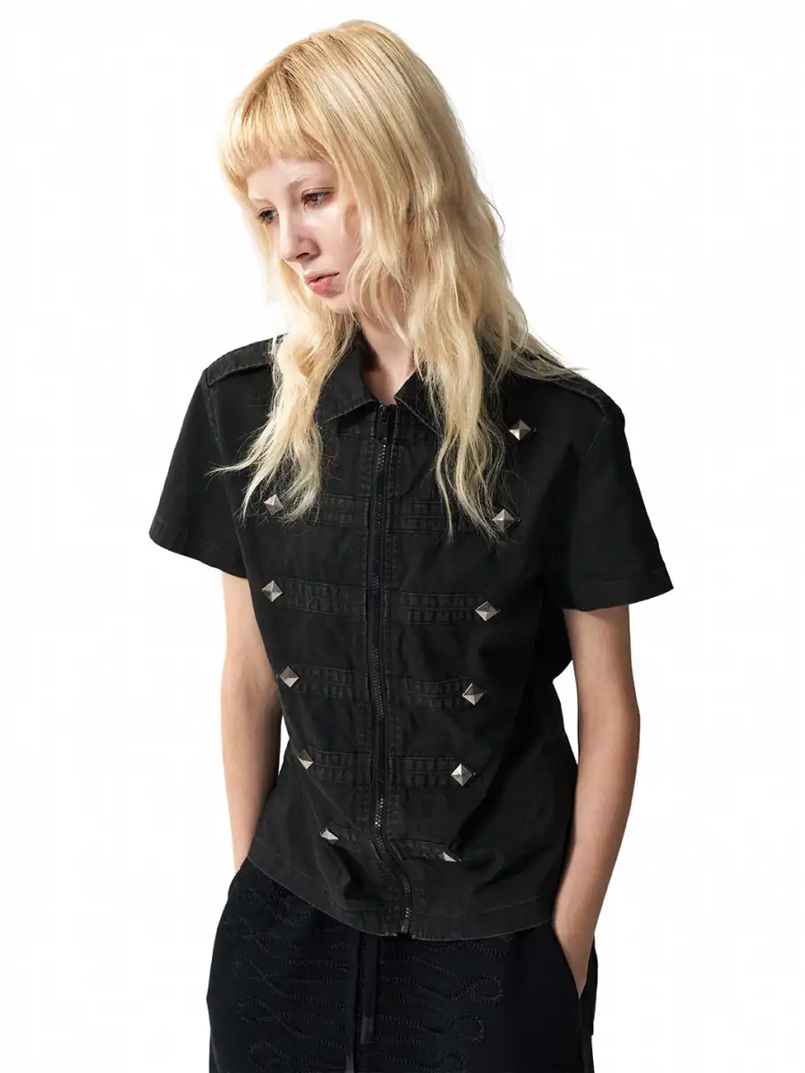 NumbAsia | Rivet Epaulet Short Sleeve Shirt - 4