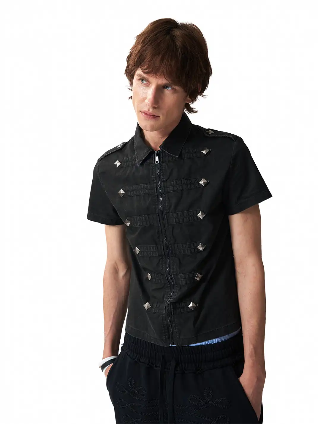 NumbAsia | Rivet Epaulet Short Sleeve Shirt