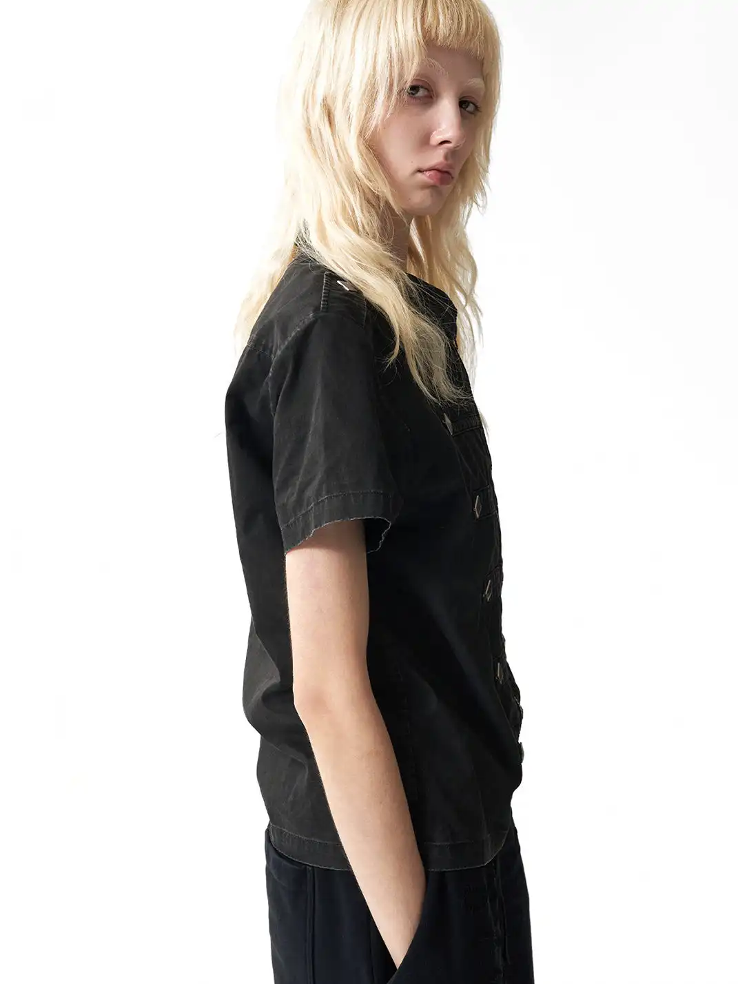 NumbAsia | Rivet Epaulet Short Sleeve Shirt