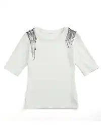NumbAsia | Shoulder Chain Cross Printed Short Sleeve T-Shirt