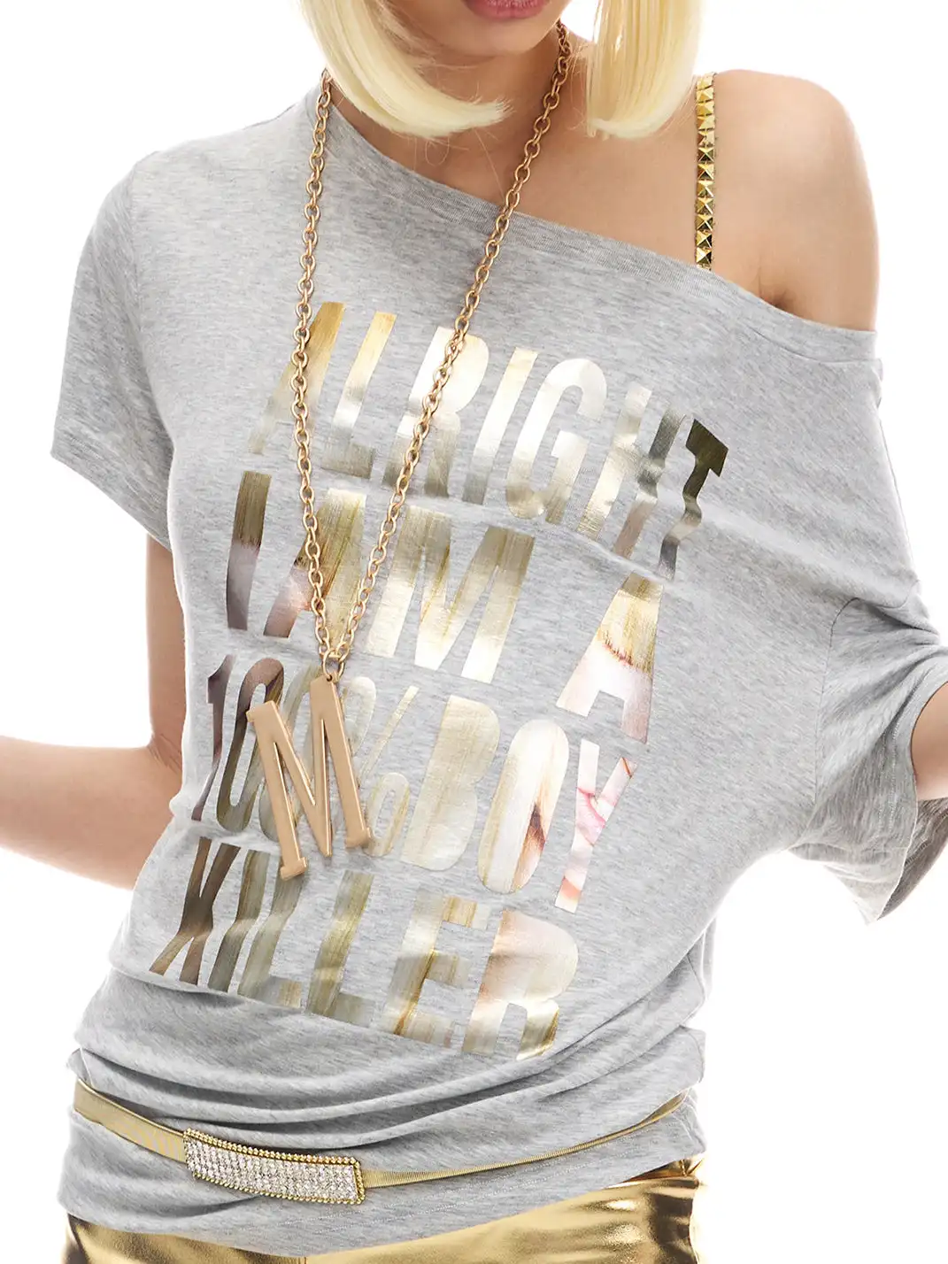 NORGIRA | Metallic Foil Printed Multi-Shape T-Shirt