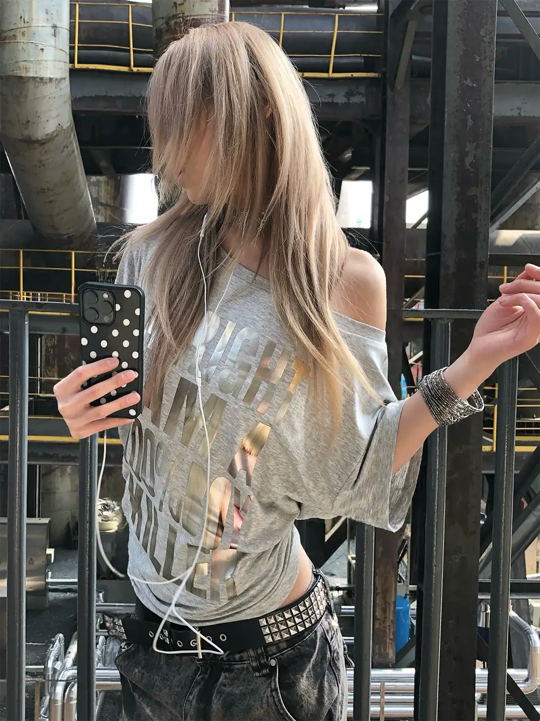 NORGIRA | Metallic Foil Printed Multi-Shape T-Shirt