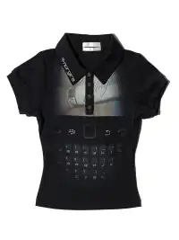 NORGIRA | Keyboard Print Neckline Embroidered Polo T-Shirt