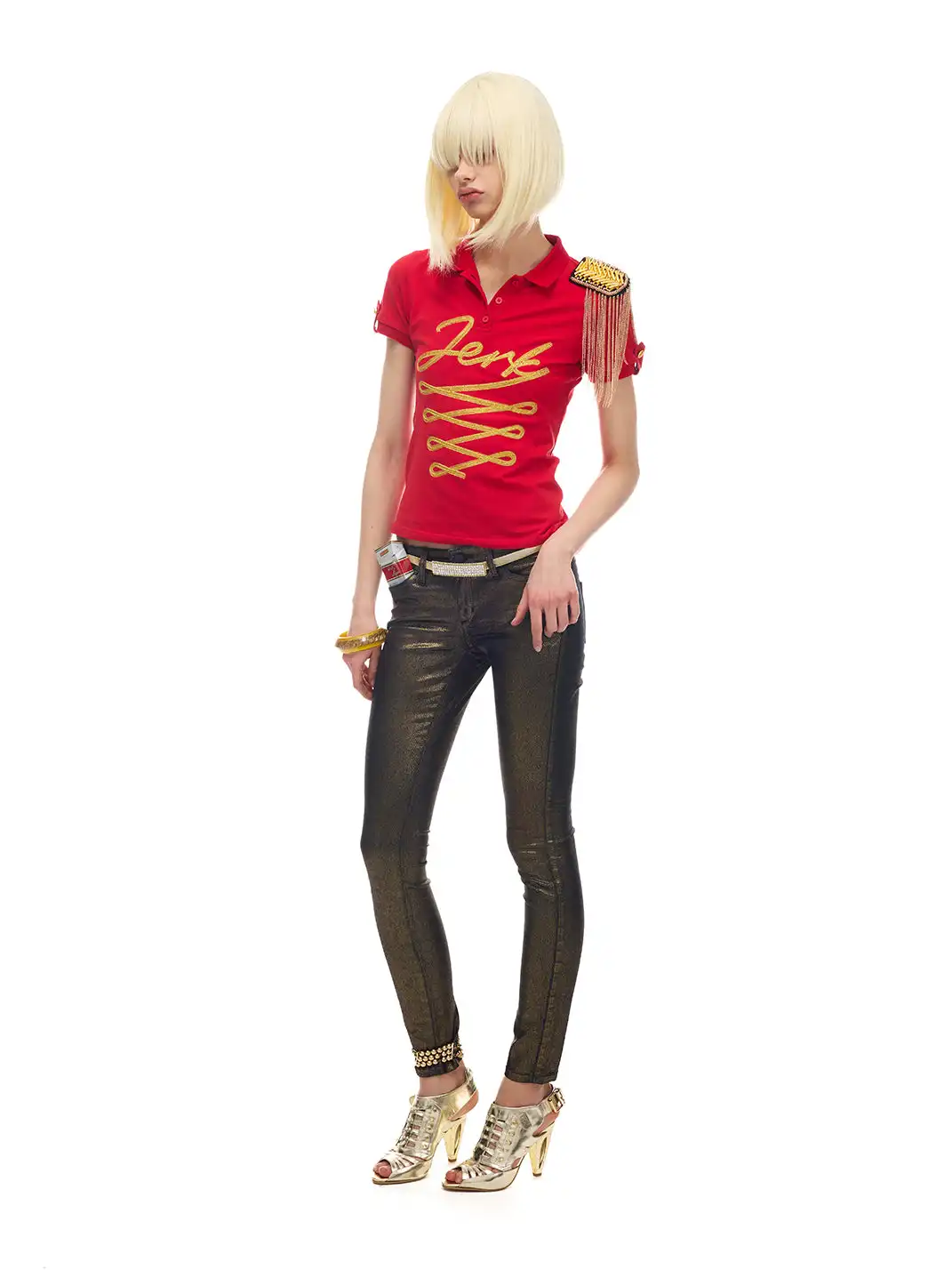 NORGIRA | "JERK" Gold Thread Polo T-Shirt