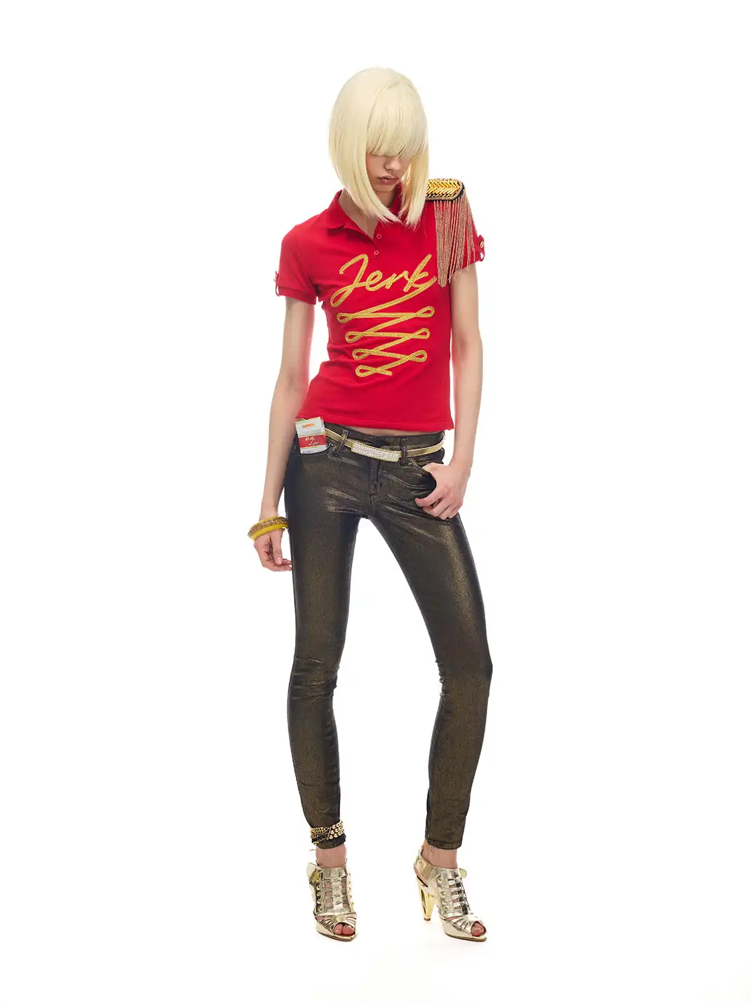 NORGIRA | "JERK" Gold Thread Polo T-Shirt
