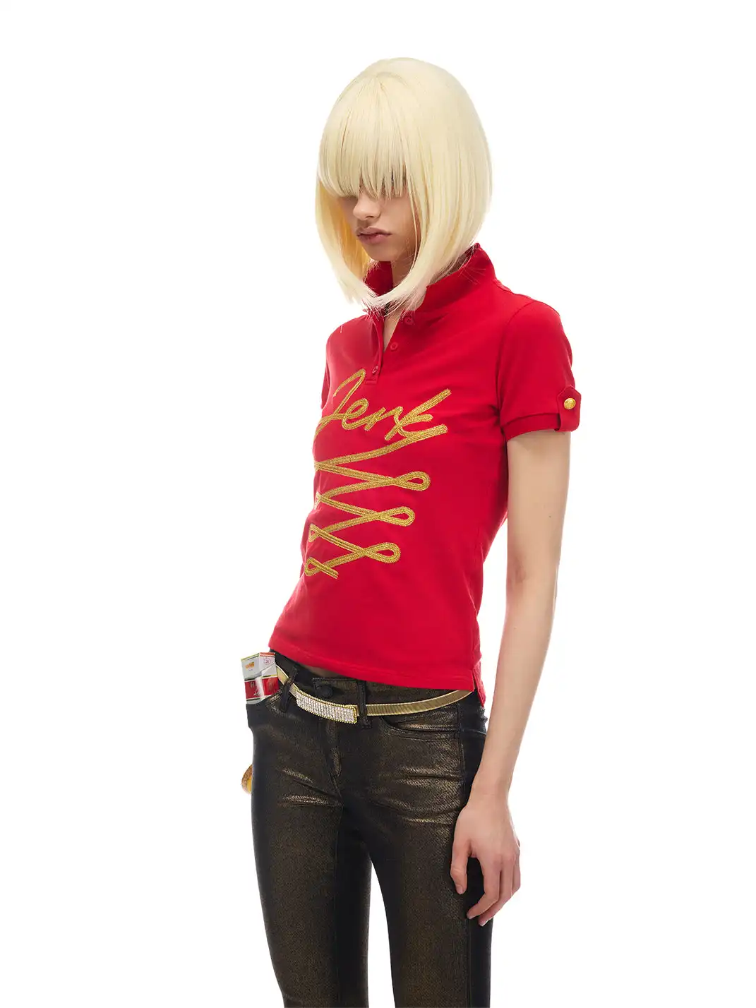 NORGIRA | "JERK" Gold Thread Polo T-Shirt