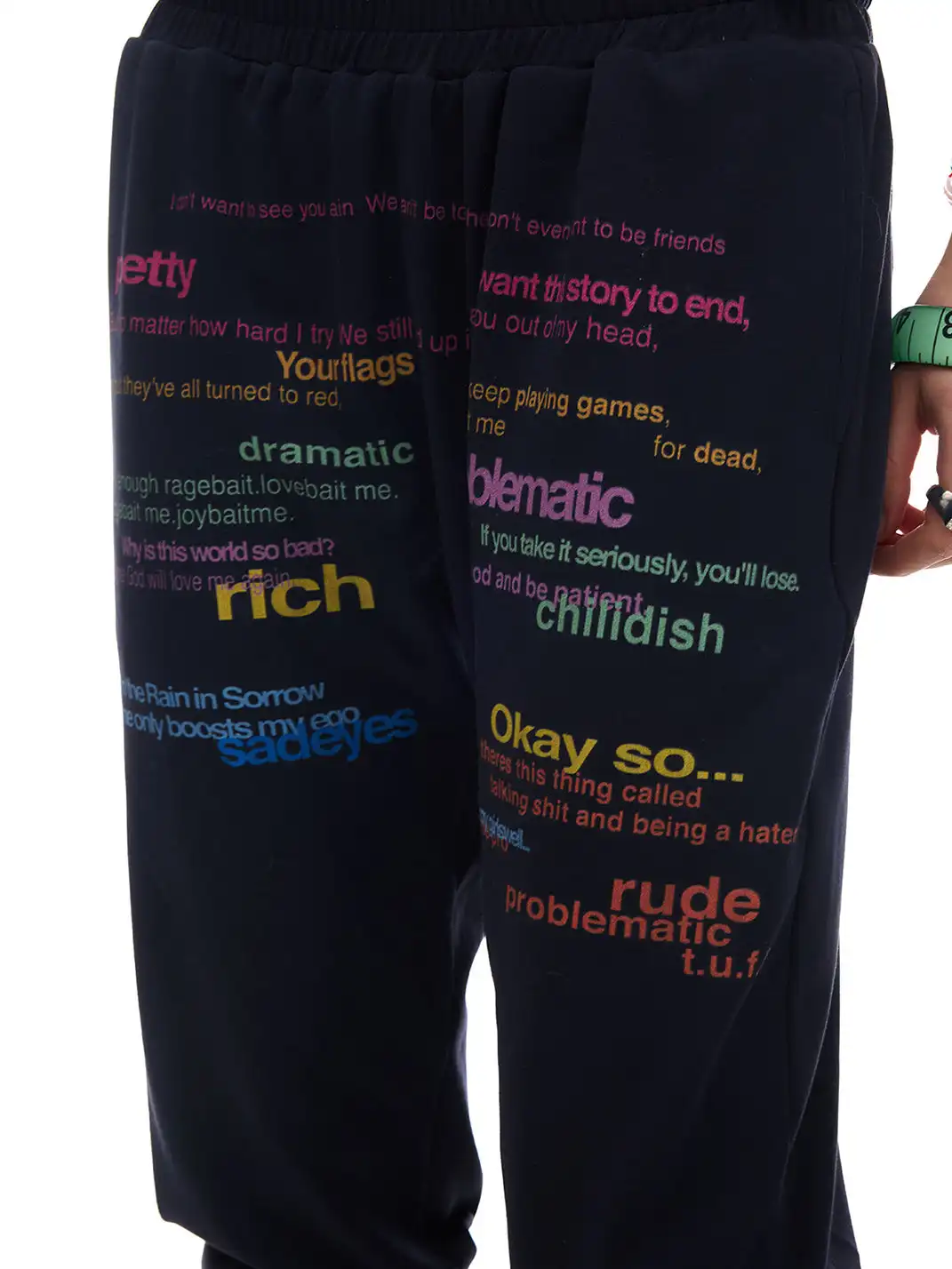 NORGIRA | Colorful Letter Slogan Seven-Minute Sweatpants