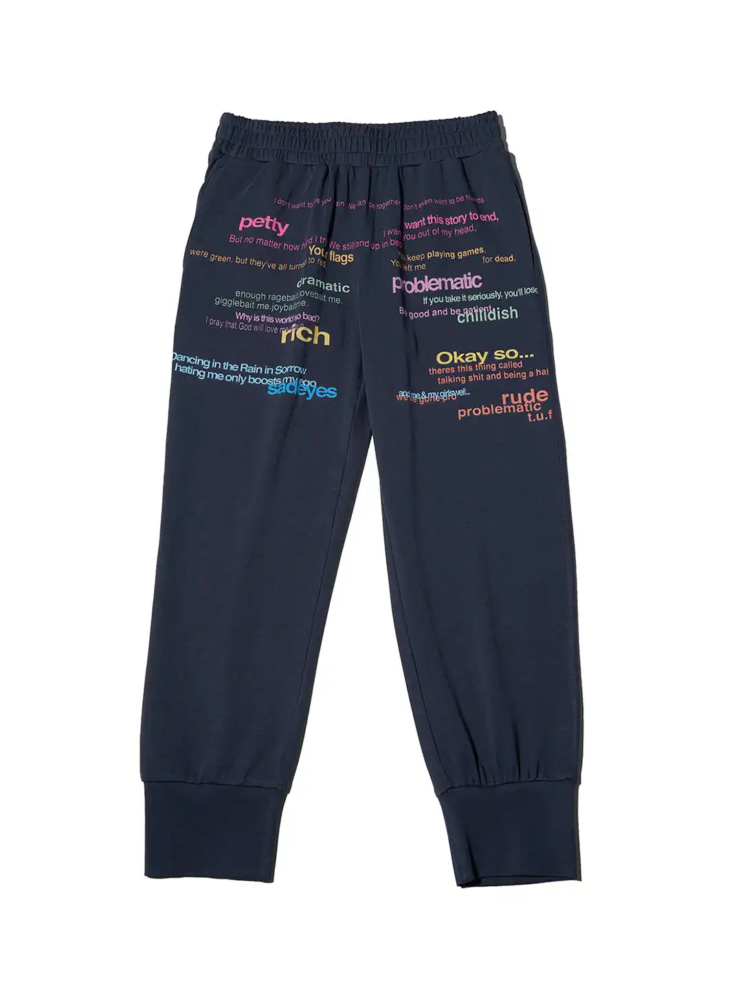 NORGIRA | Colorful Letter Slogan Seven-Minute Sweatpants