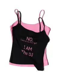 NORGIRA | Black And Pink Slogan Real Two-Piece Layered Cami Top