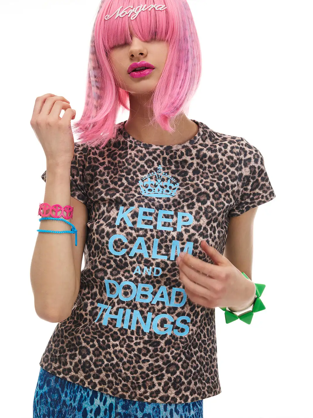 NORGIRA | Crown Slogan Leopard Print T-Shirt