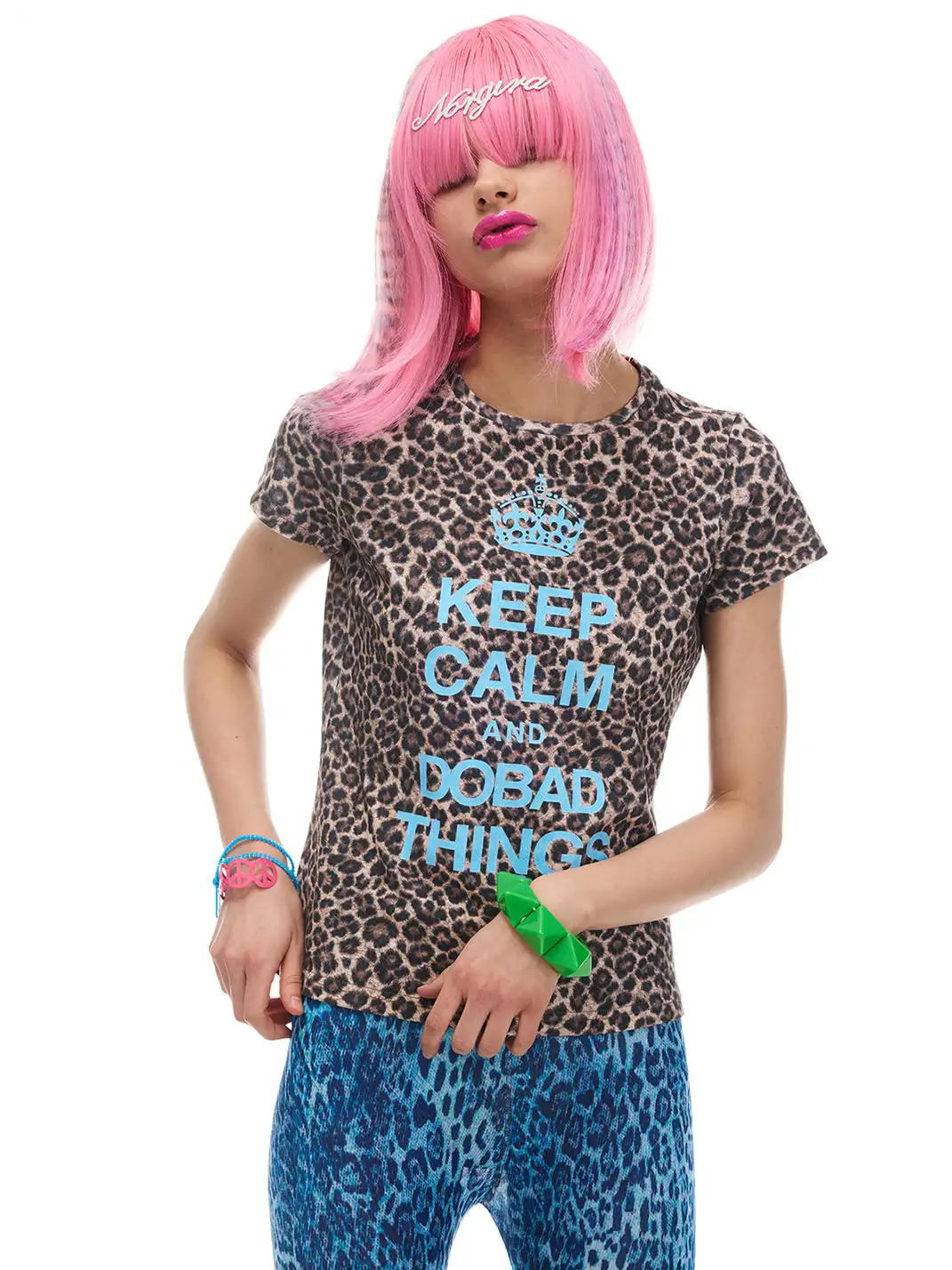 NORGIRA | Crown Slogan Leopard Print T-Shirt