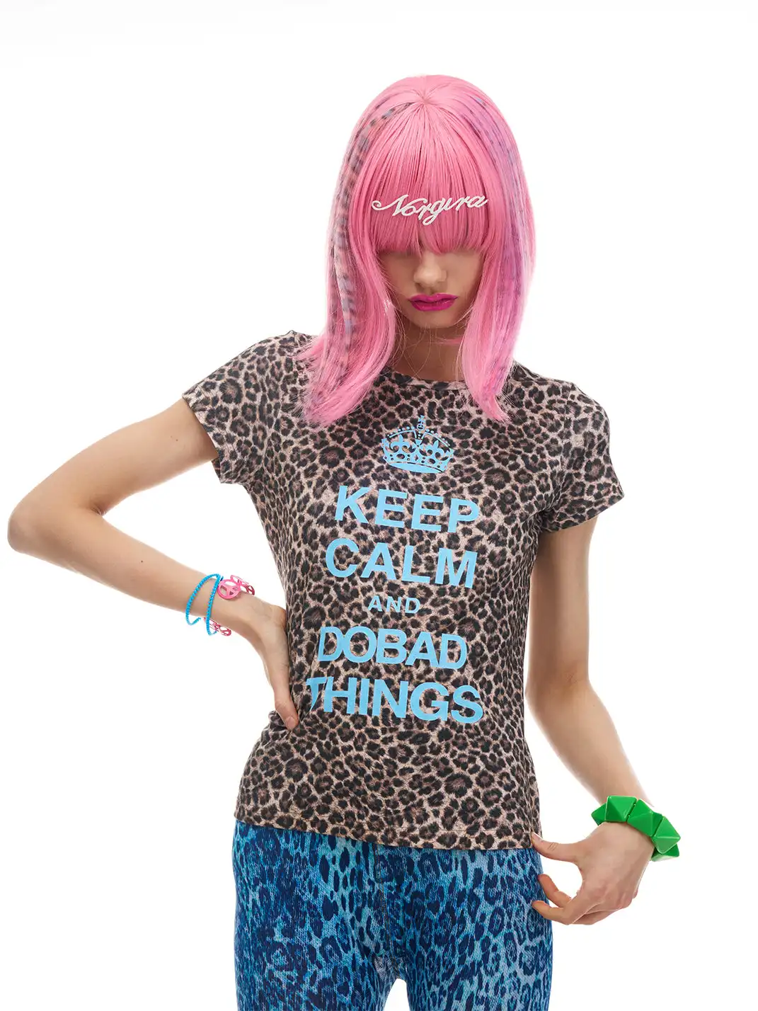 NORGIRA | Crown Slogan Leopard Print T-Shirt
