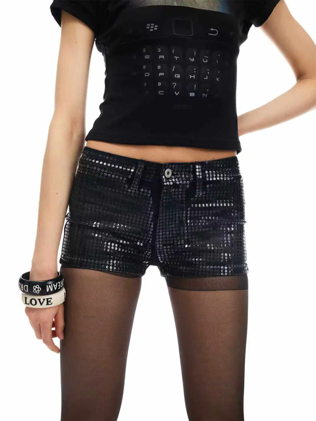 NORGIRA | Low-Waist Sequin Denim Shorts