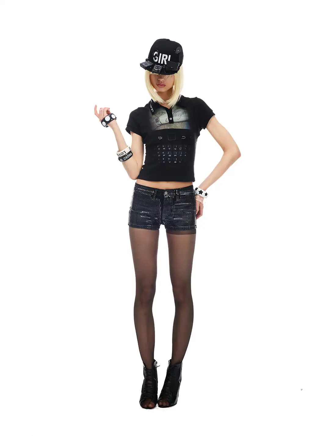 NORGIRA | Low-Waist Sequin Denim Shorts