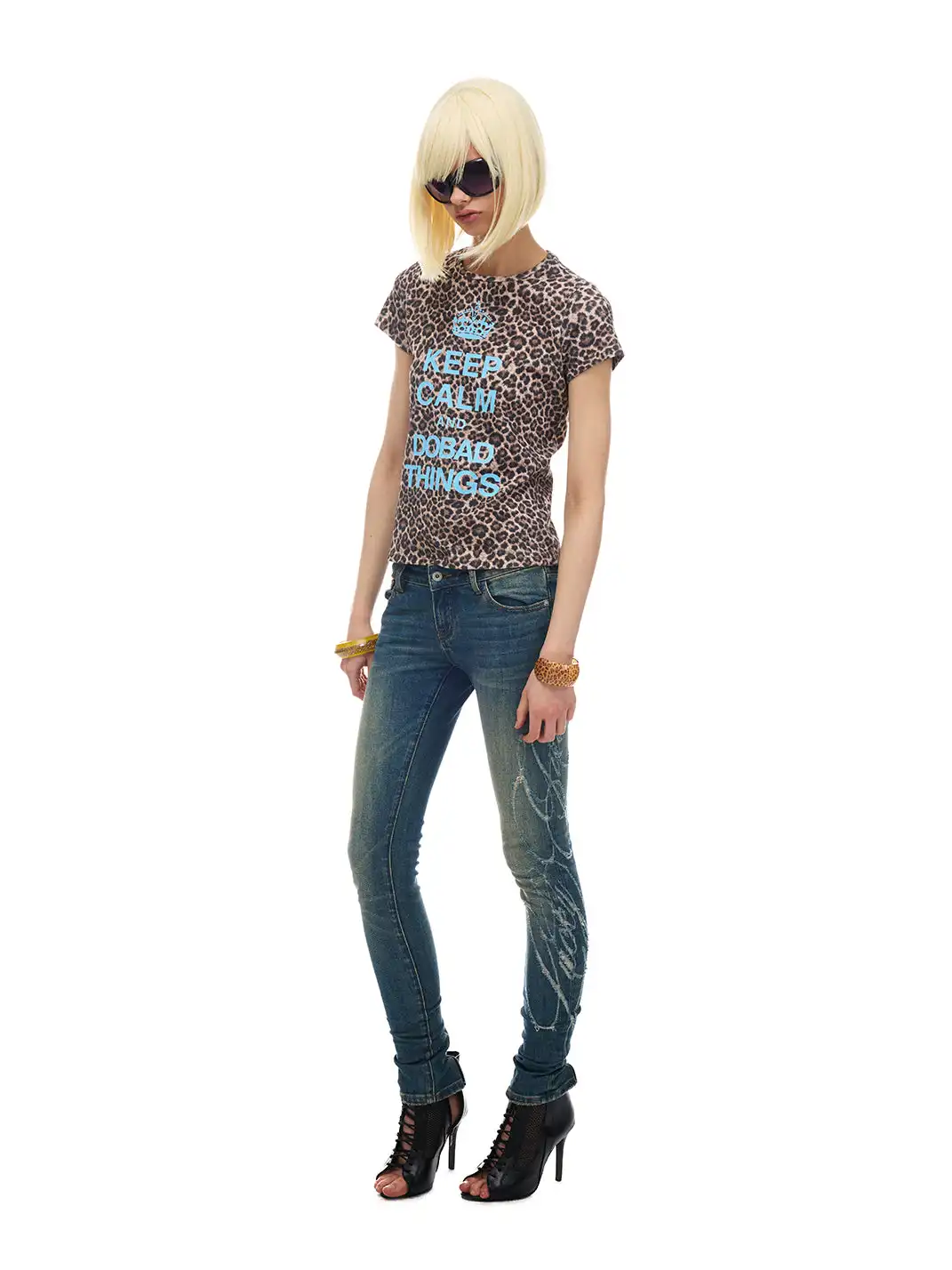 NORGIRA | Distressed Script Low-Waist Jeans