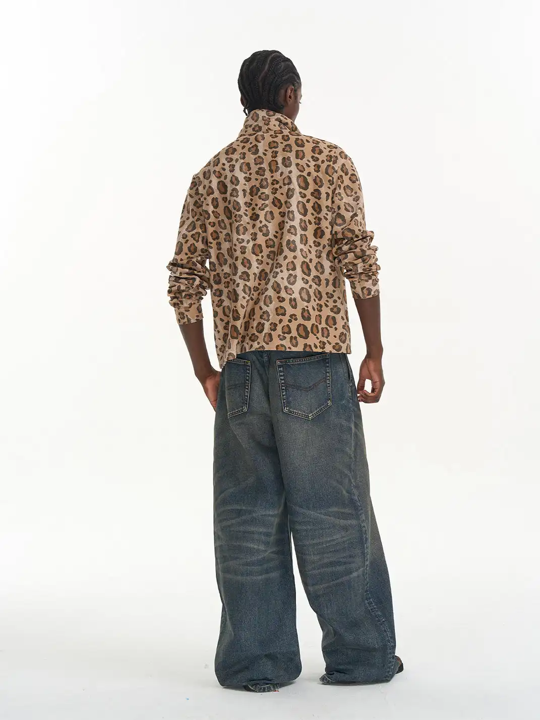 BLINDNOPLAN | Leopard Print Polo Long Sleeve T-Shirt