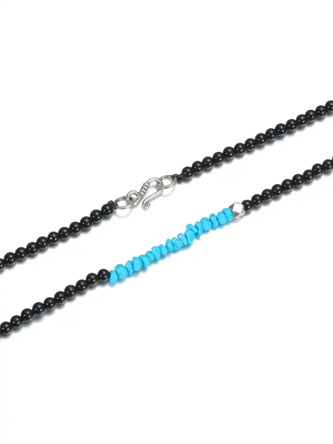 FLUT | Silver Black Onyx Turquoise Beaded Necklace