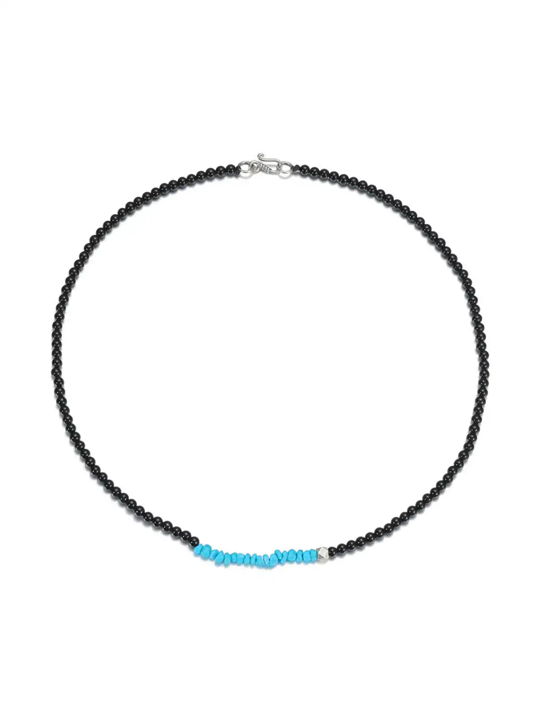 FLUT | Silver Black Onyx Turquoise Beaded Necklace