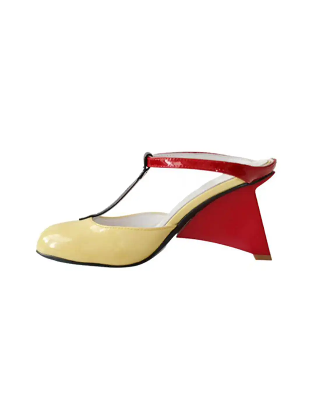 Inthemirror | Round Toe Color-Block Mule High-Heel Slippers