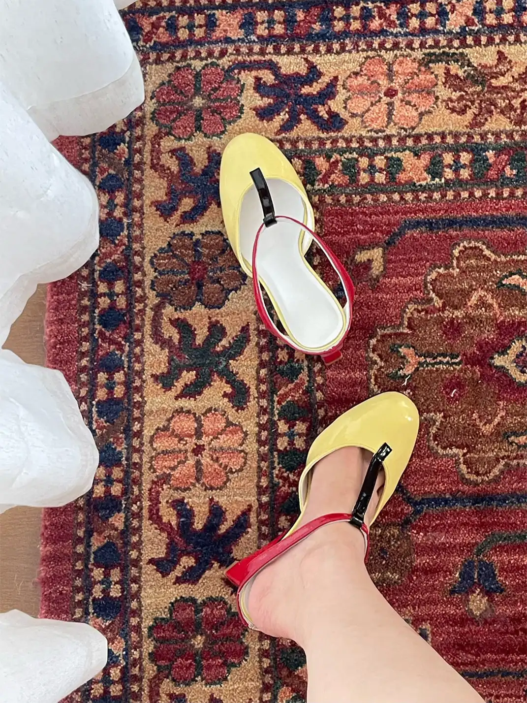 Inthemirror | Round Toe Color-Block Mule High-Heel Slippers