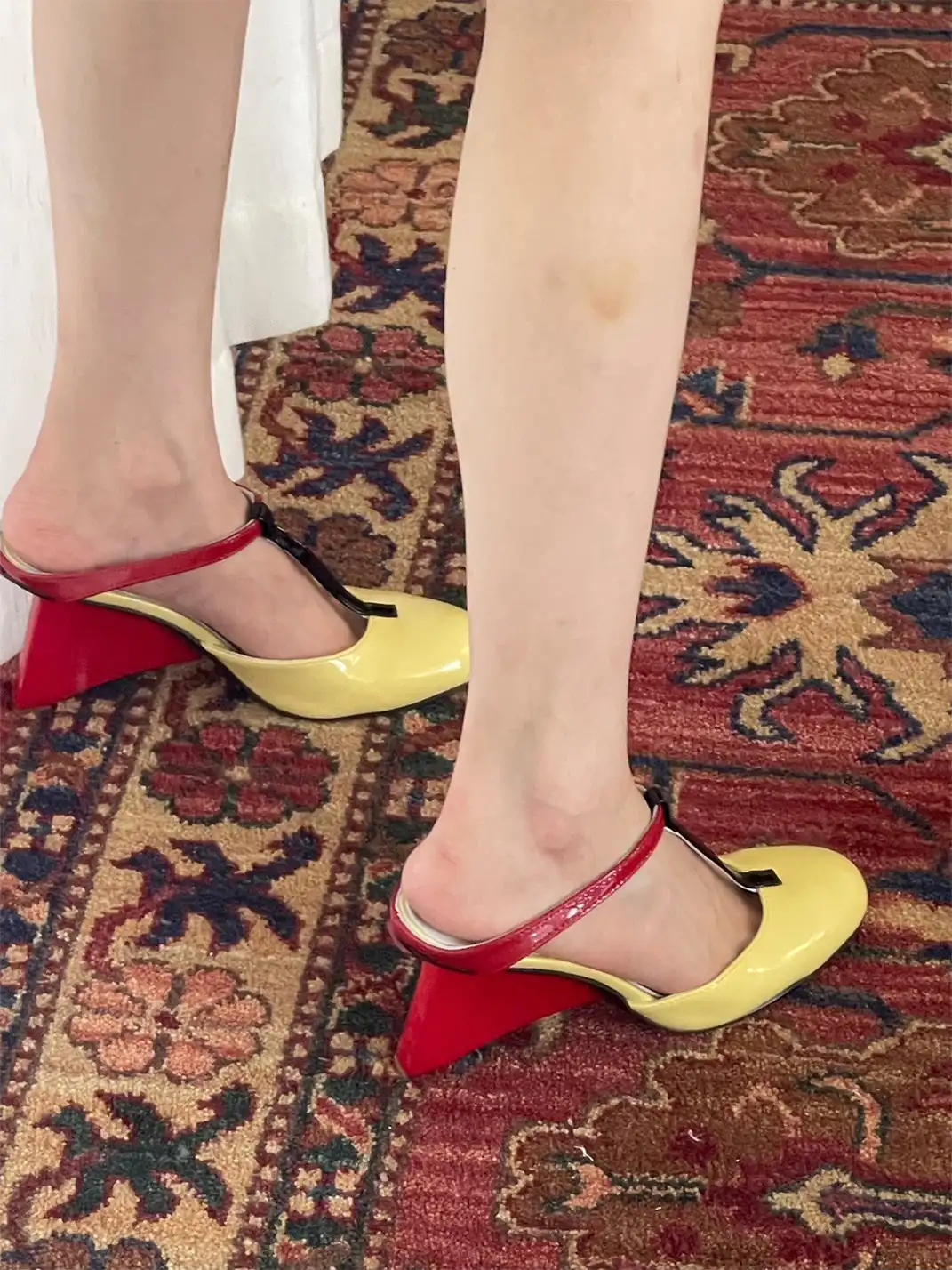Inthemirror | Round Toe Color-Block Mule High-Heel Slippers