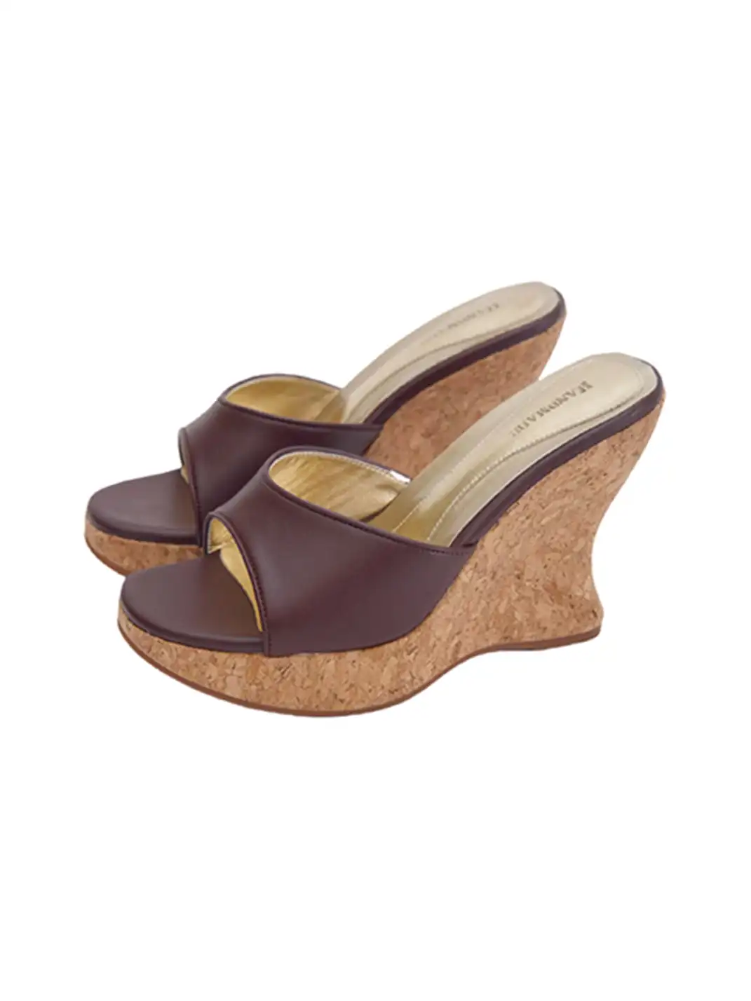 Inthemirror | Genuine Leather Platform One-Strap Wedge Slippers