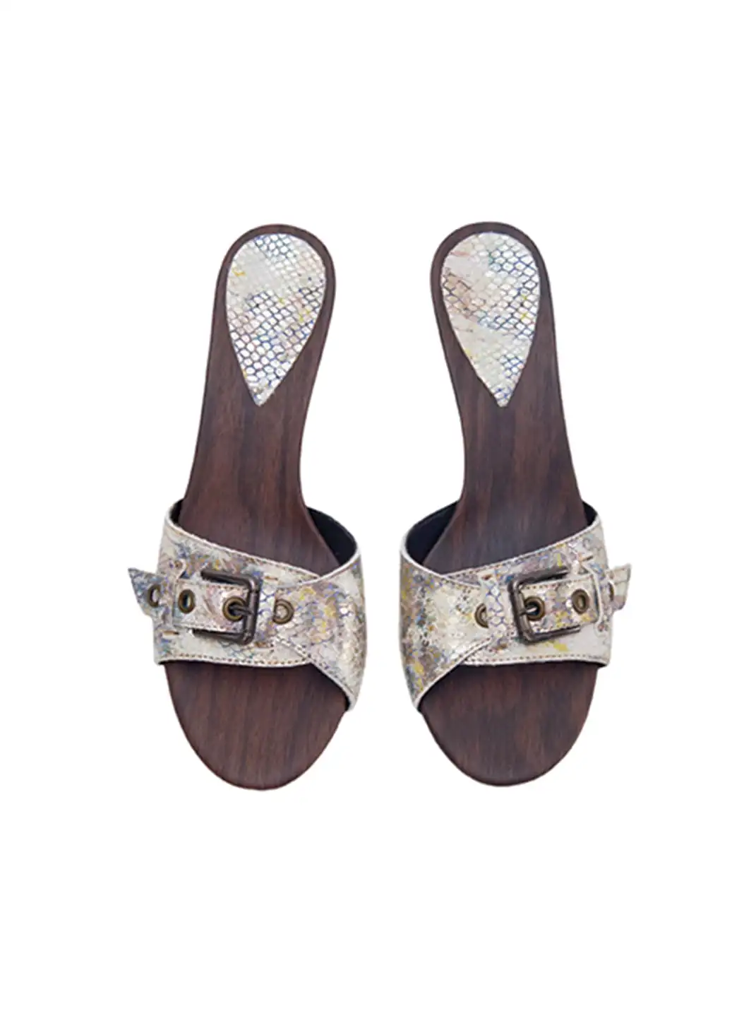 Inthemirror | Round Toe Snake Pattern One-Strap Heeled Slippers