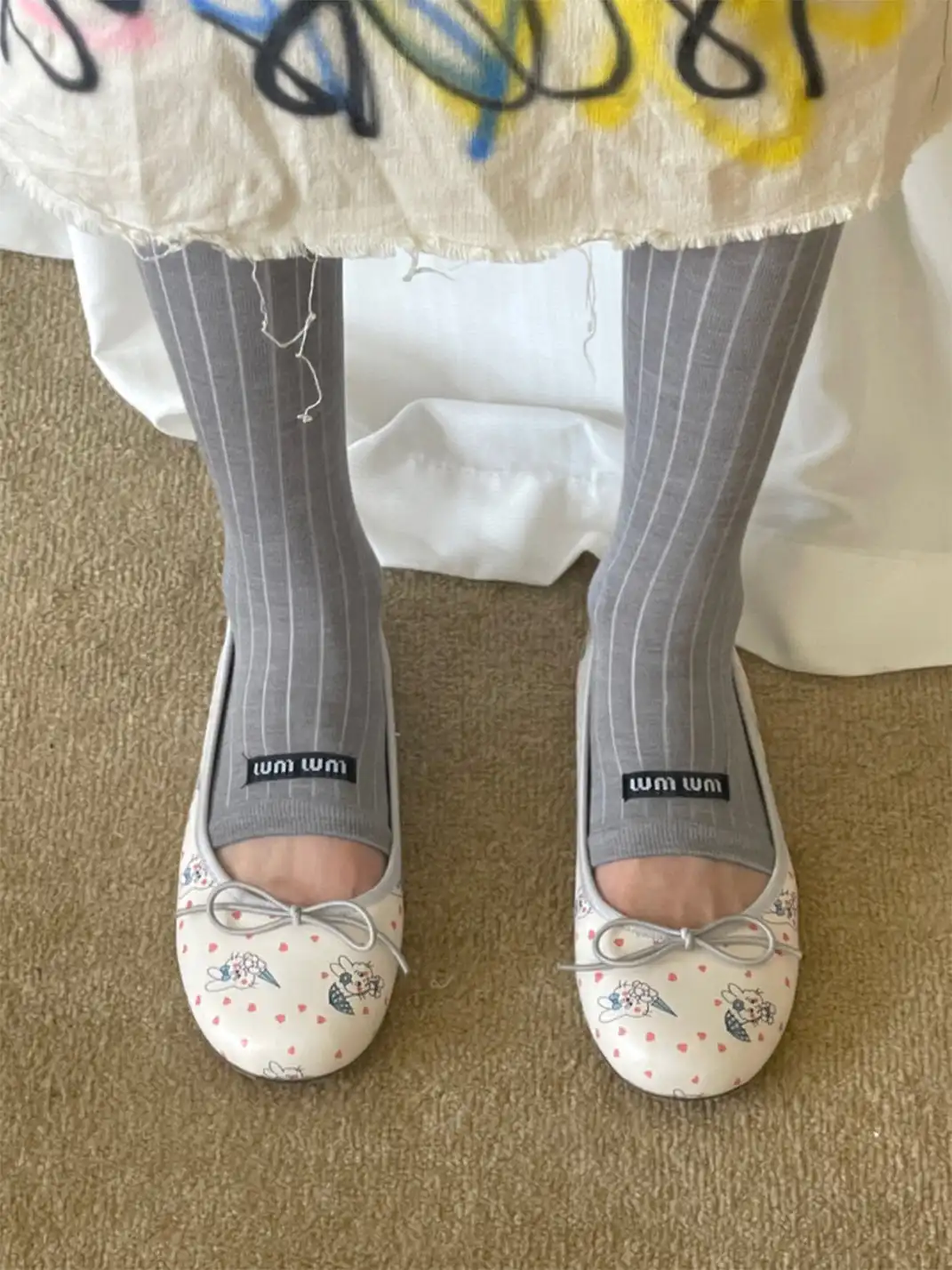 Inthemirror | Bow Printed Flat Ballet Shoes