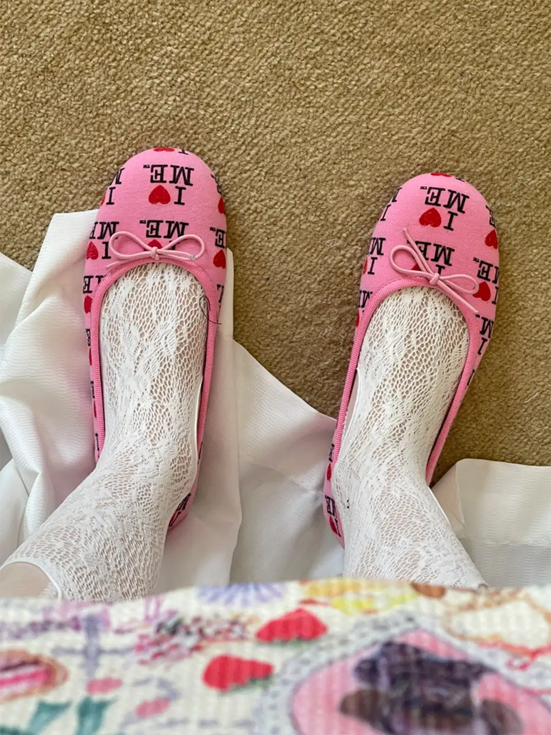 Inthemirror | Round Toe Letter Print Flat Shoes