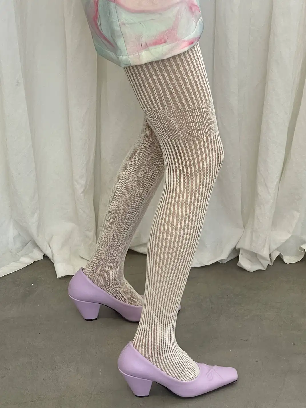 Inthemirror | Square Toe Genuine Leather Bow Print High Heels