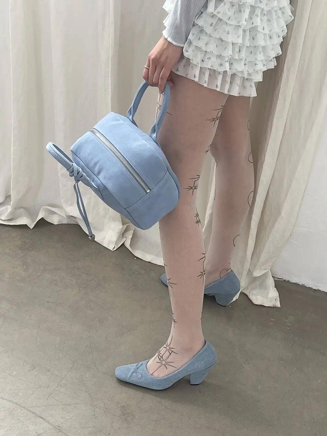 Inthemirror | Square Toe Genuine Leather Bow Print High Heels