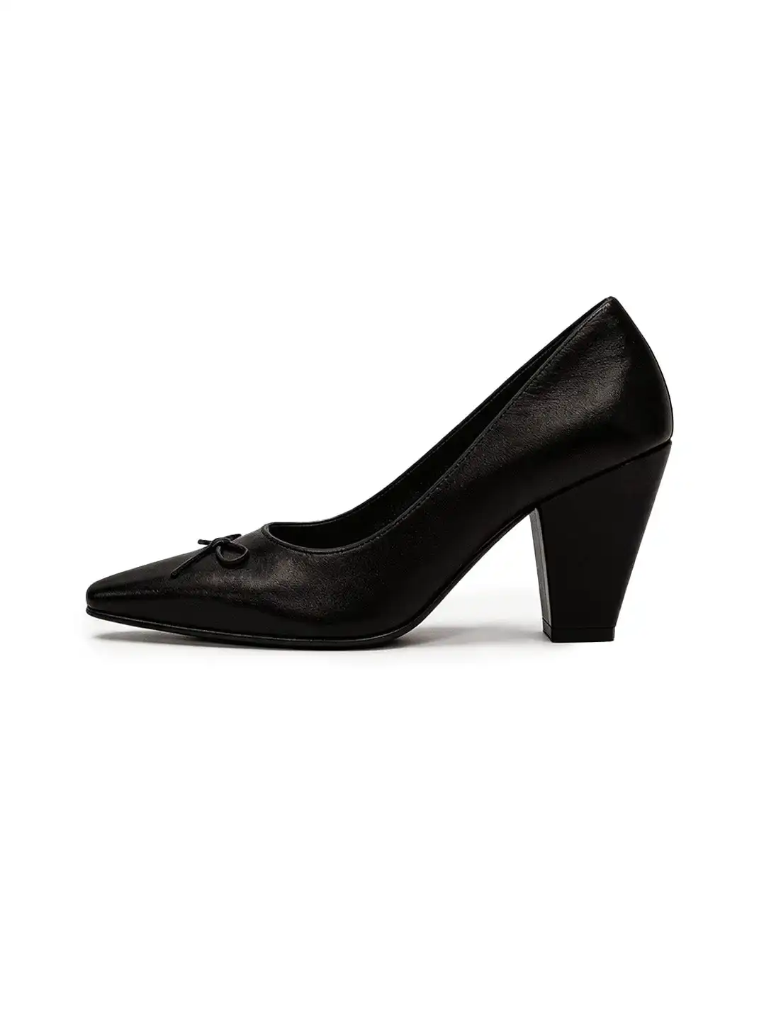 Inthemirror | Square Toe Genuine Leather Bow Print High Heels