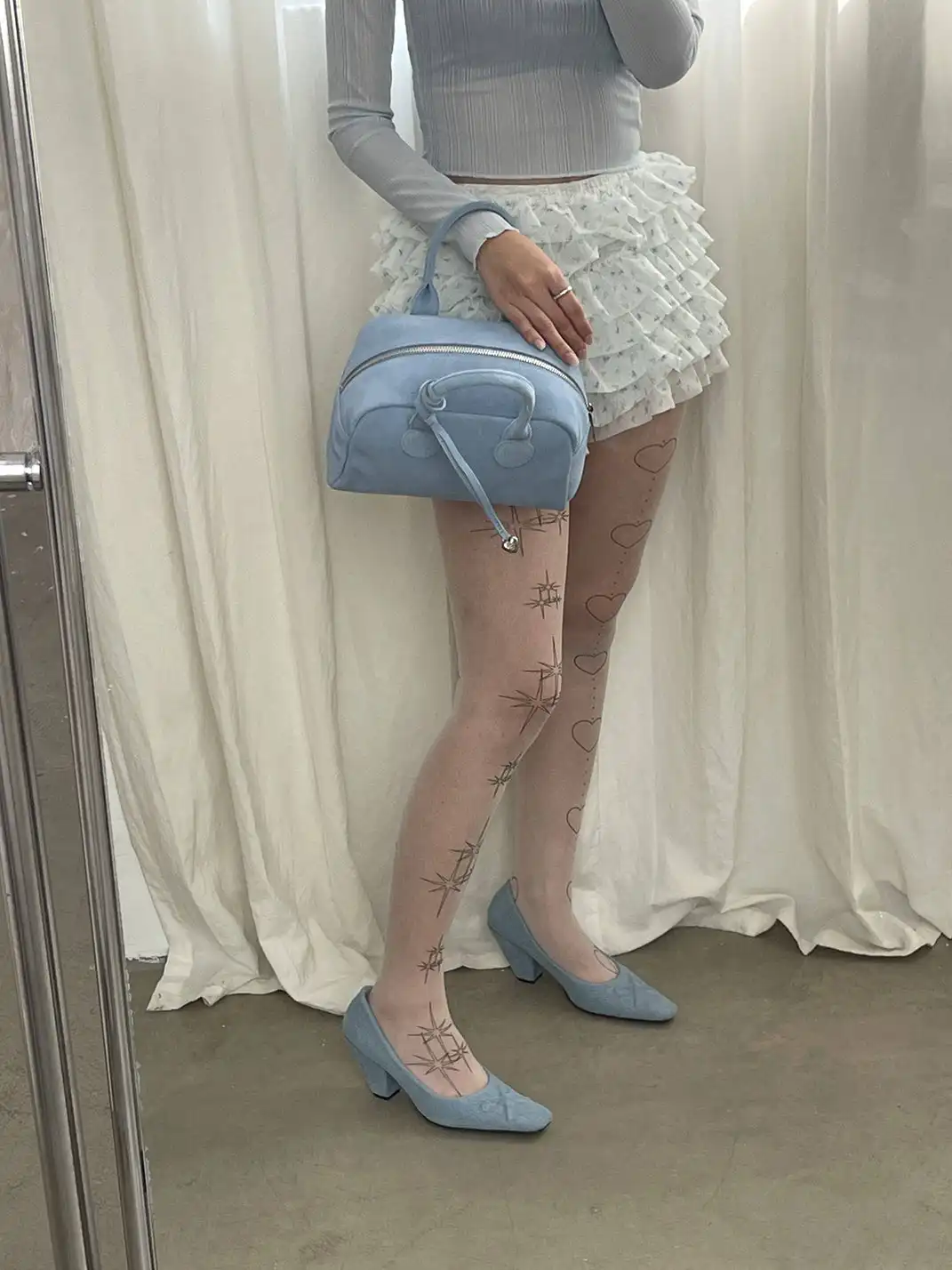 Inthemirror | Square Toe Genuine Leather Bow Print High Heels