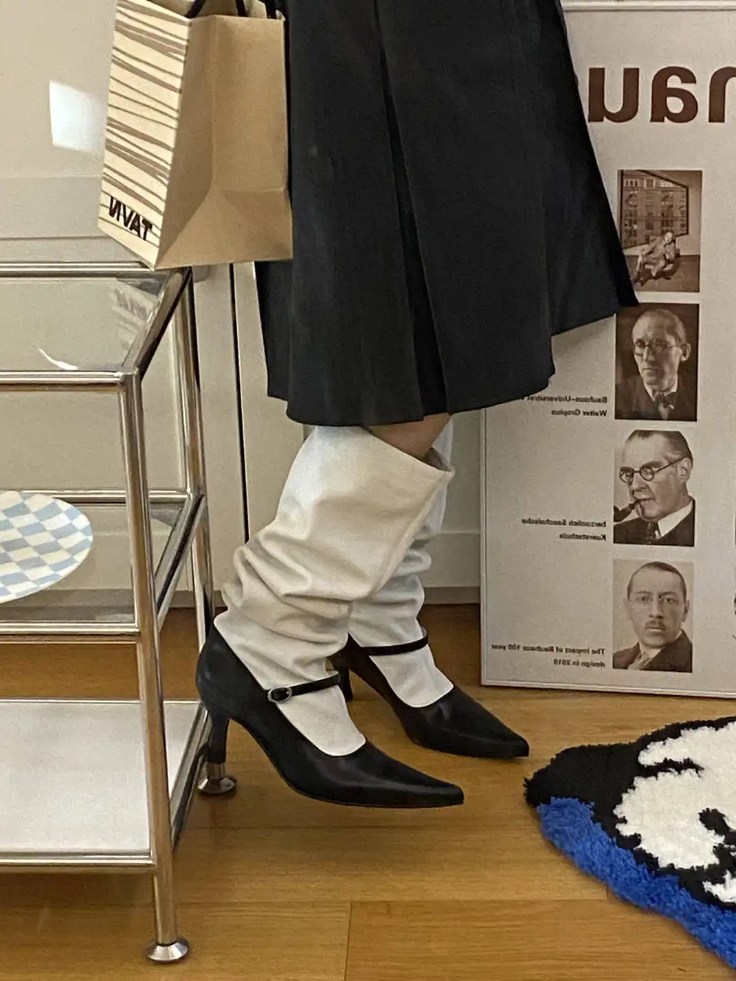 Inthemirror | Fake Two-Tone Color Block Pointed Toe High Heel Boots