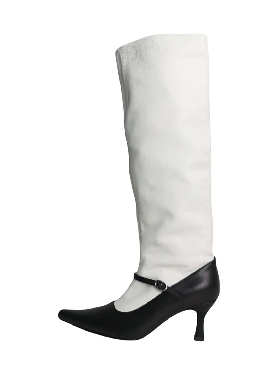 Inthemirror | Fake Two-Tone Color Block Pointed Toe High Heel Boots