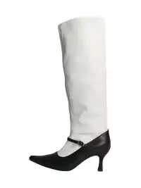 Inthemirror | Fake Two-Tone Color Block Pointed Toe High Heel Boots