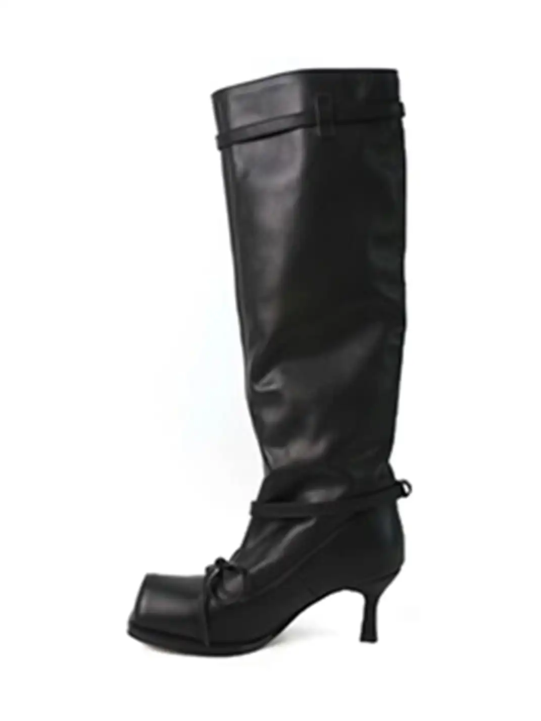 Inthemirror | Square Toe Ballet Bow Genuine Leather Long Boots