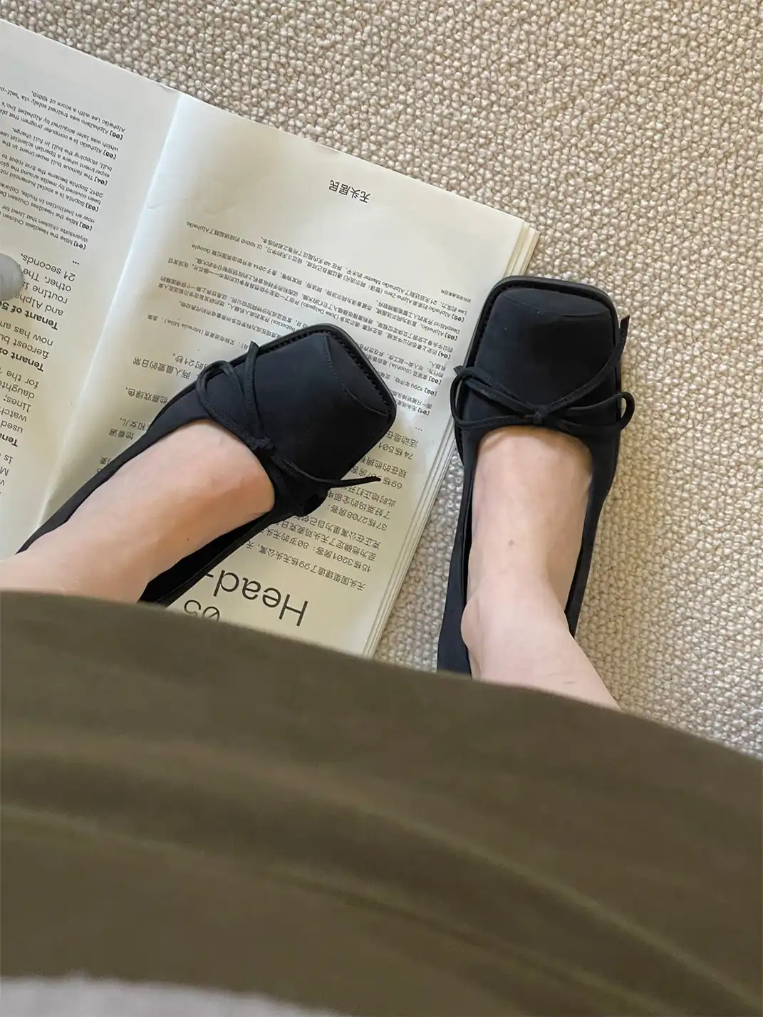 Inthemirror | Square Toe Matte Bow High Heels