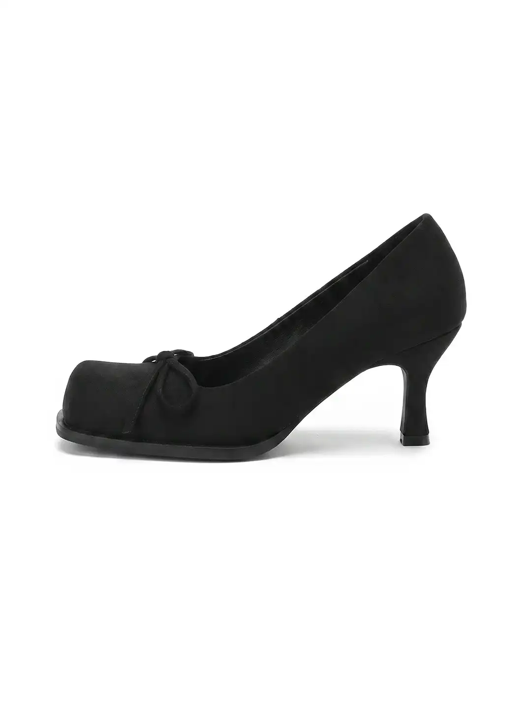 Inthemirror | Square Toe Matte Bow High Heels