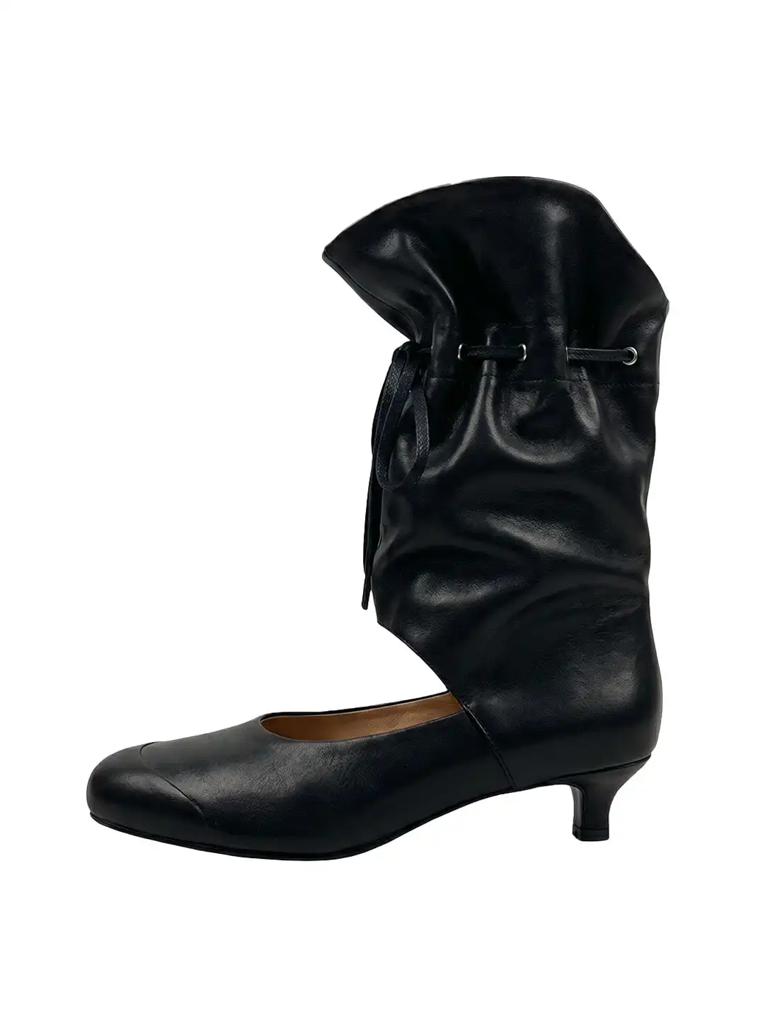 Inthemirror | Round Toe Mid-Calf Lace-Up Sandal Boots