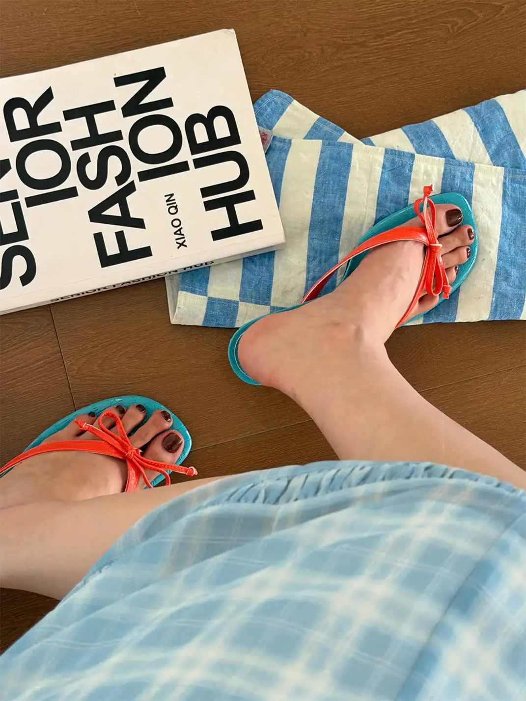 Inthemirror | Square Toe Bow High Heel Thong Sandals