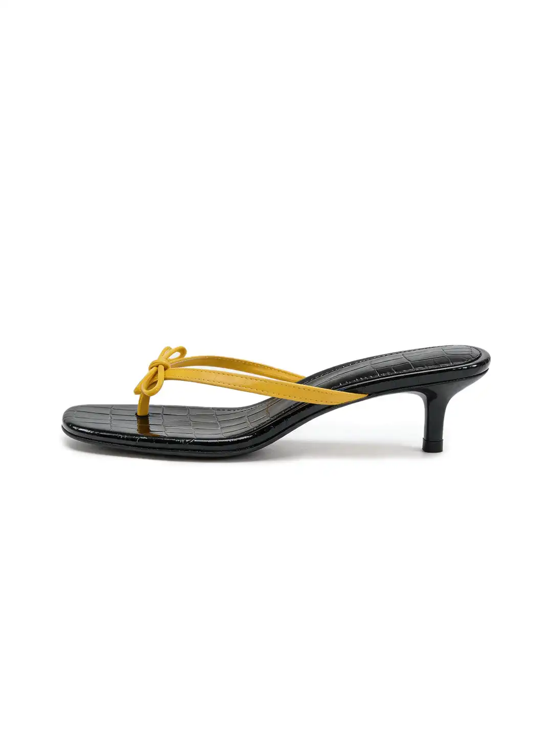 Inthemirror | Square Toe Bow High Heel Thong Sandals