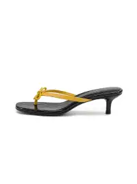 Inthemirror | Square Toe Bow High Heel Thong Sandals