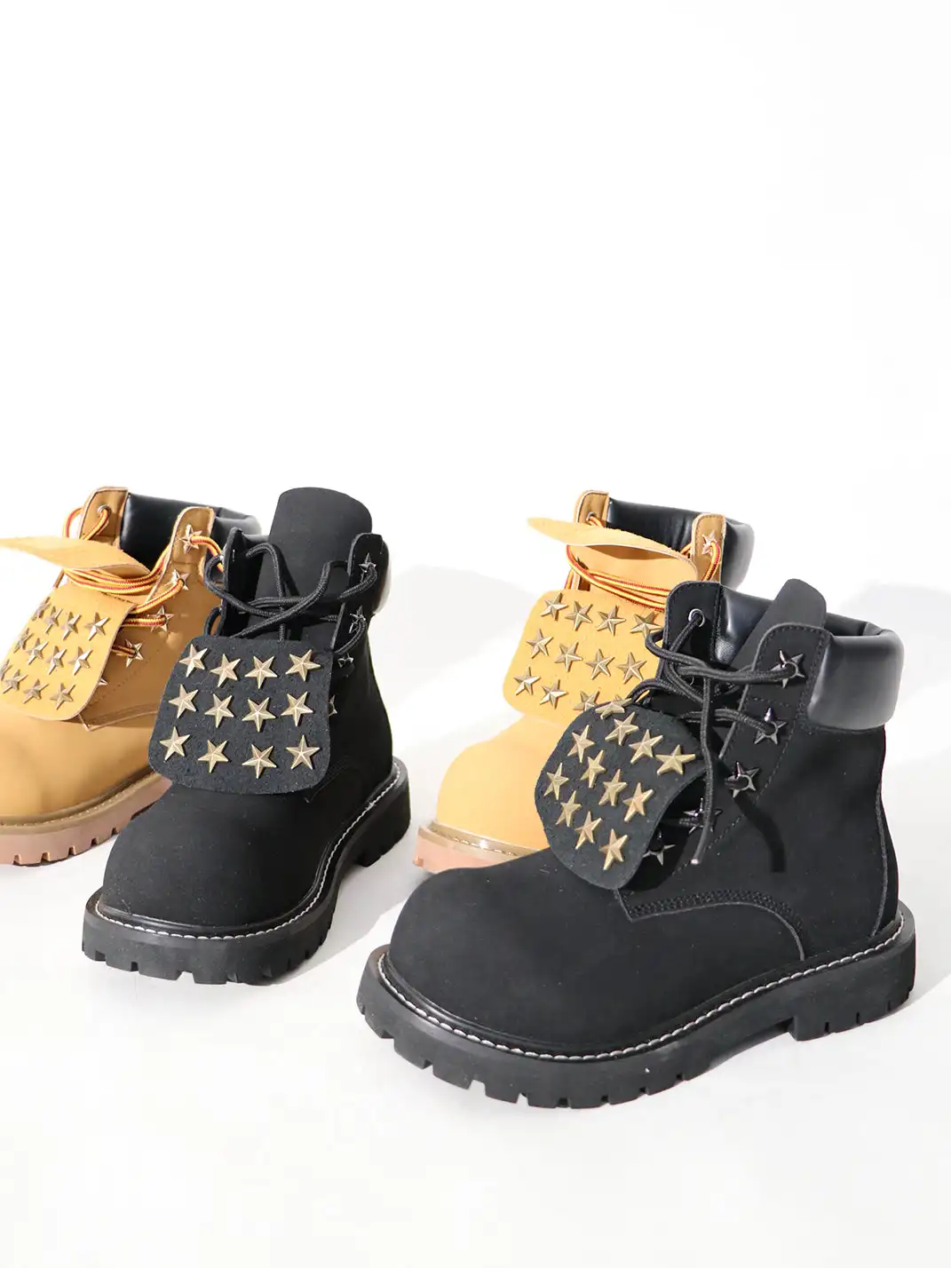 YIZILINGF | Vintage Rivet Double Tongue Workwear Martin Boots