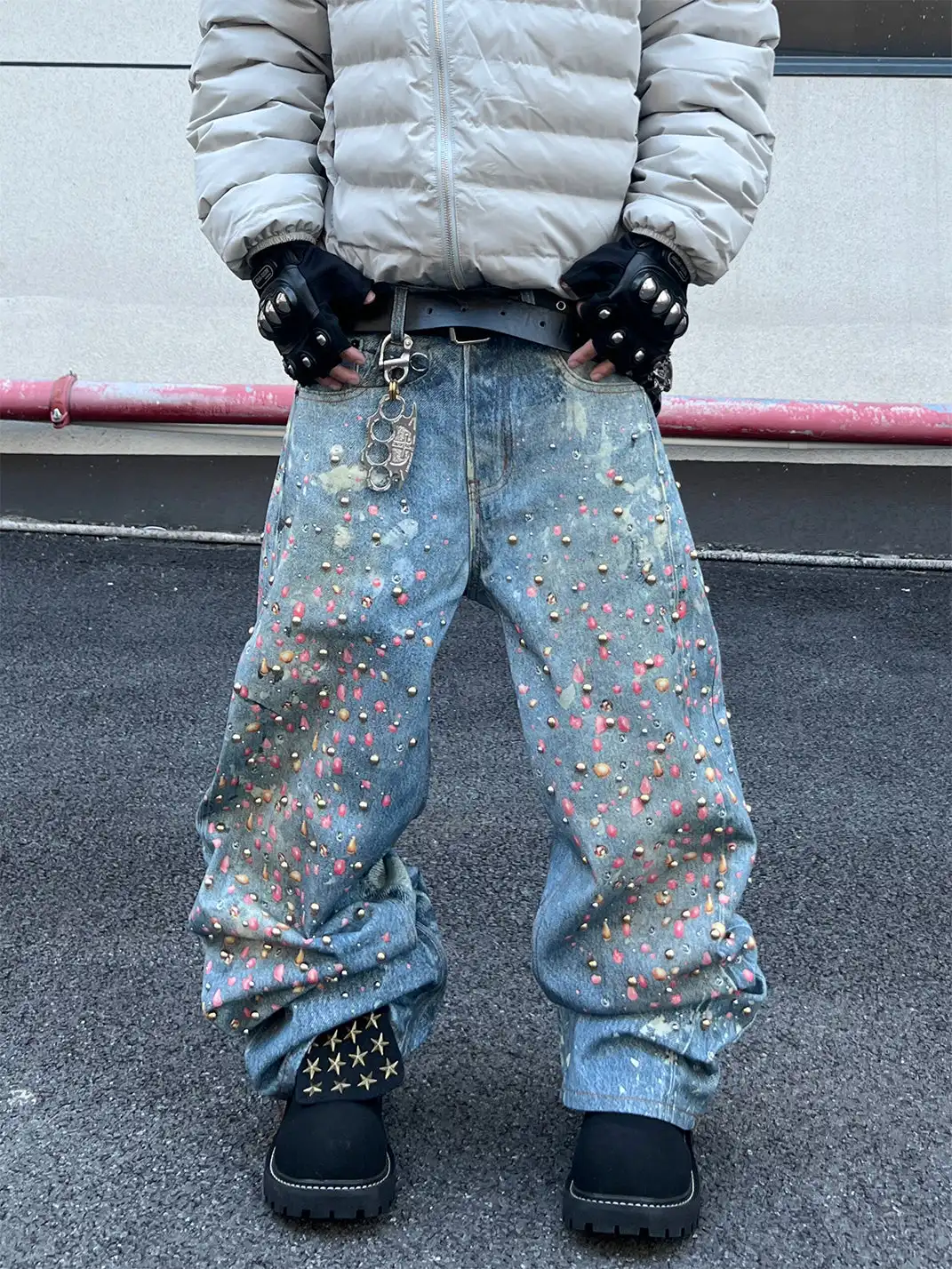 YIZILINGF | Vintage Rivet Double Tongue Workwear Martin Boots